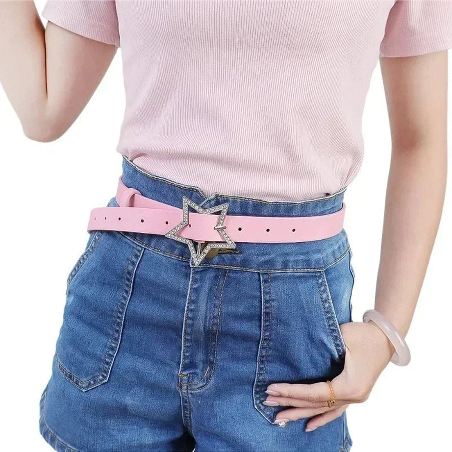 Y2k Star Buckle Rhinestone Belt Shoptery