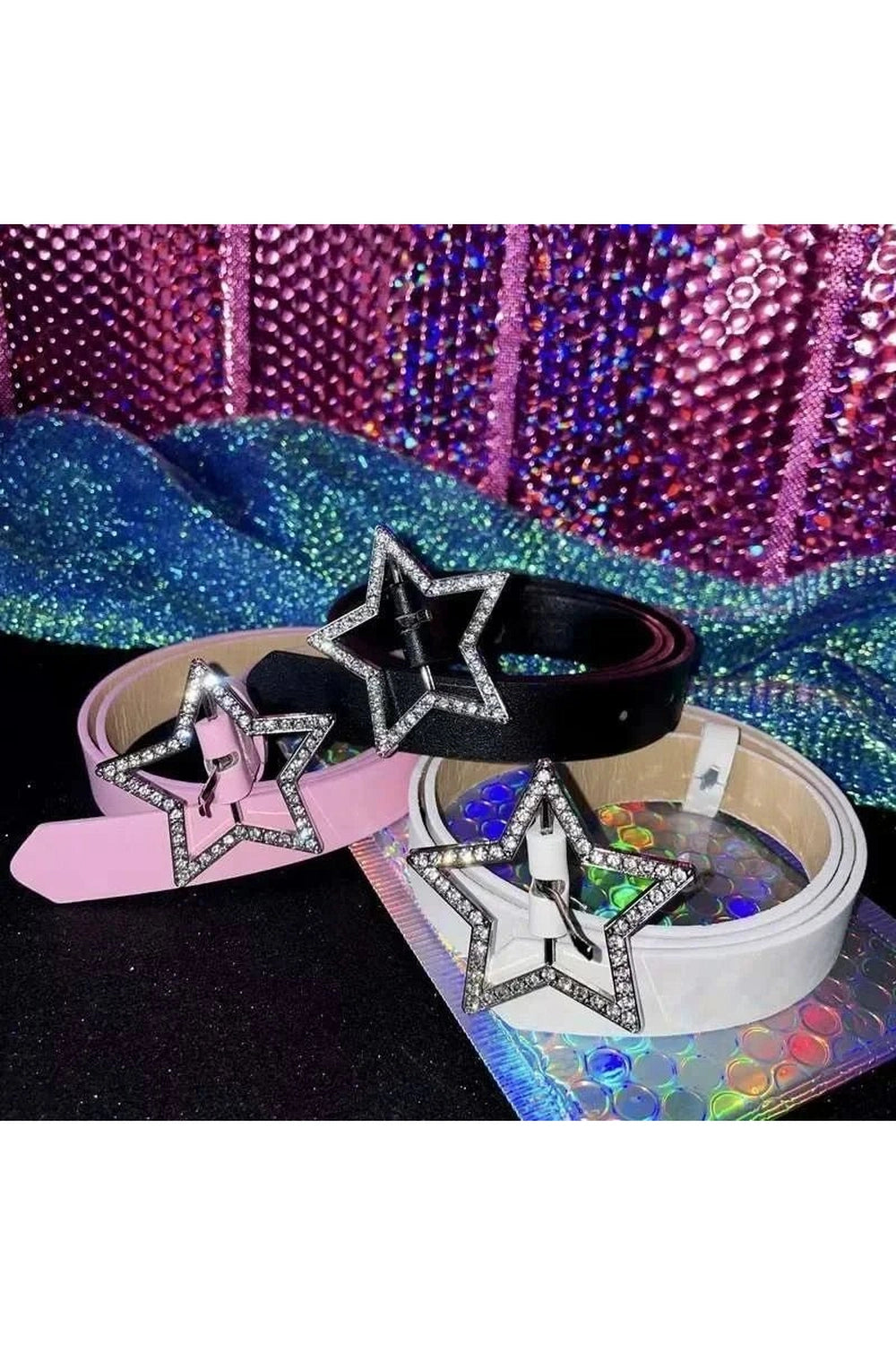 Y2k Star Buckle Rhinestone Belt Shoptery