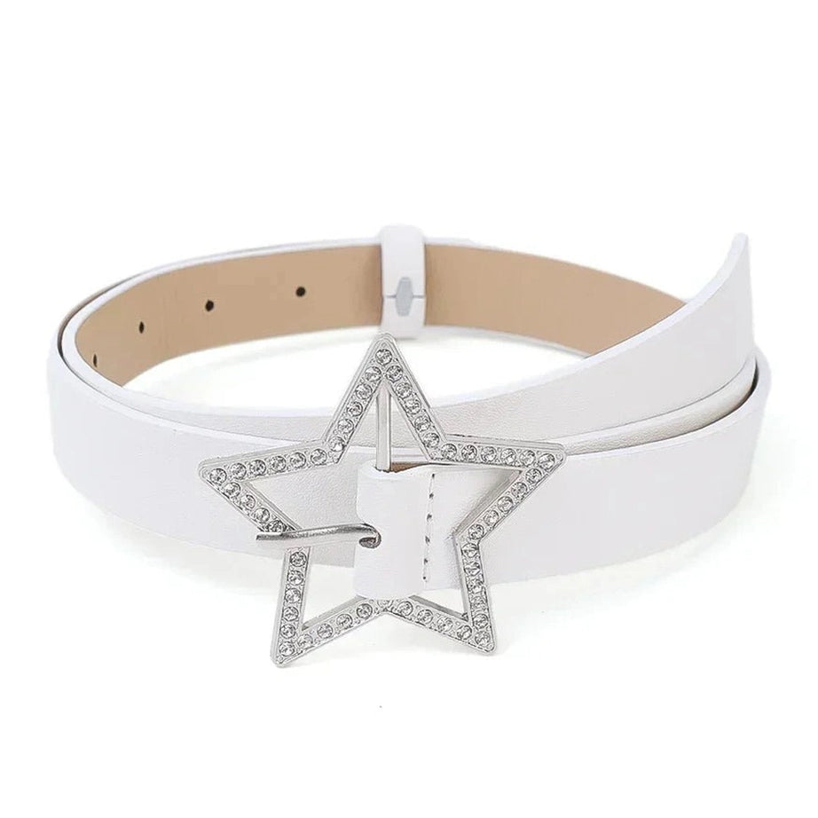 Y2k Star Buckle Rhinestone Belt Style01-white Shoptery