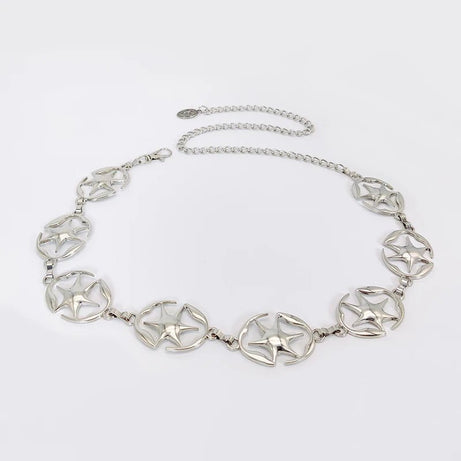 Y2k Star-Embellished Chain Belt 8Star-Silver Shoptery