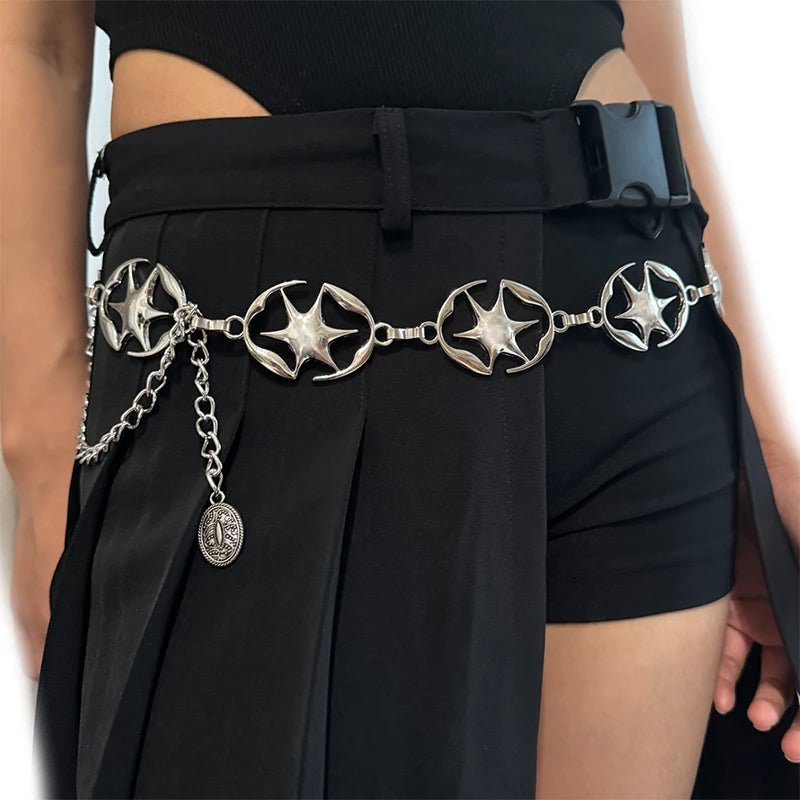 Y2k Star-Embellished Chain Belt Shoptery