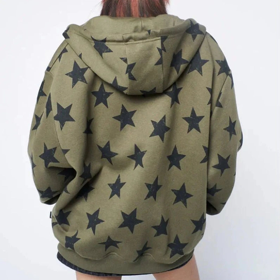 Star Print Hoodie Shoptery