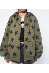 Star Print Hoodie Shoptery