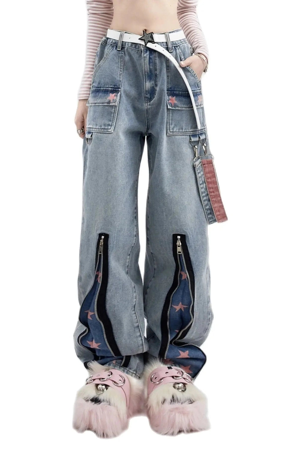 Star Print Work Jeans -