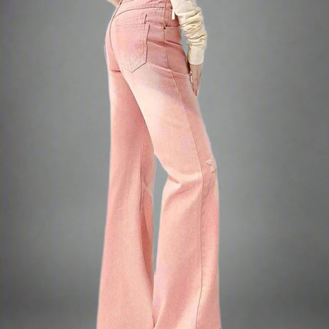 Starry Pink Edgy Distressed Jeans Shoptery