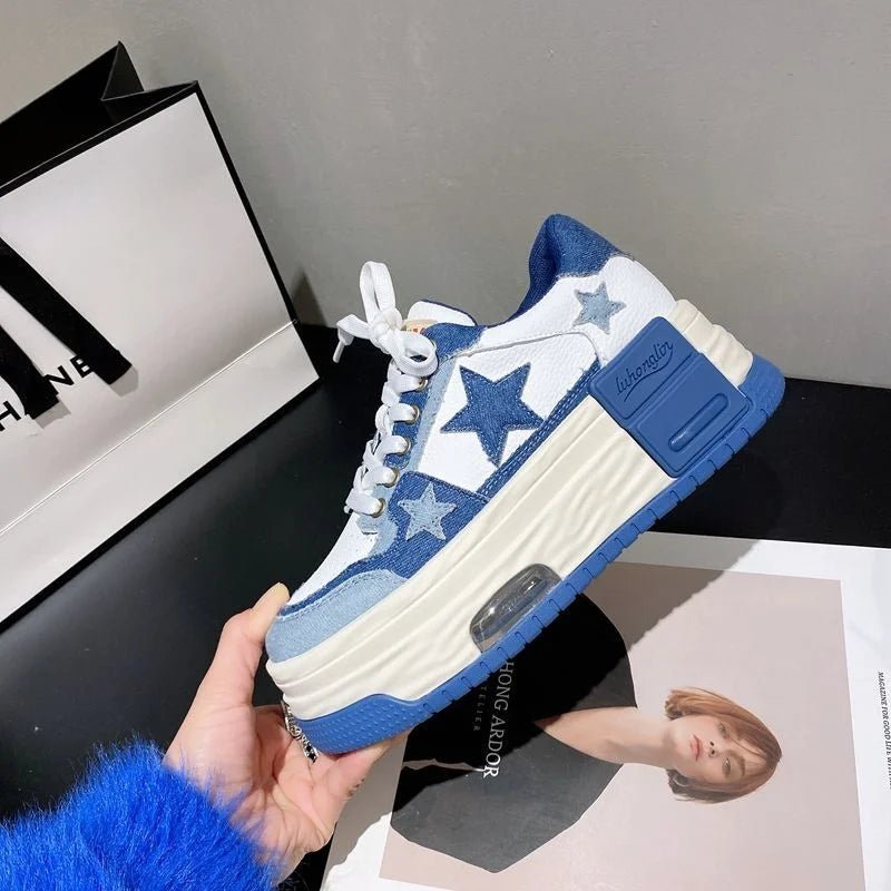 Y2k Starry Sky Denim Platform Sneakers Shoptery