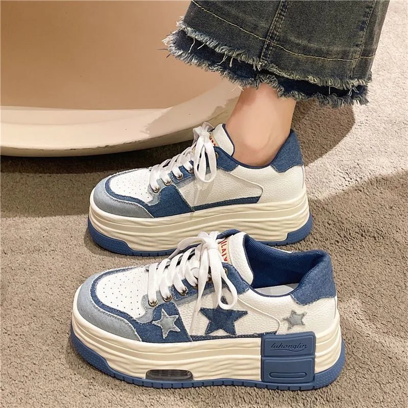 Y2k Starry Sky Denim Platform Sneakers Shoptery