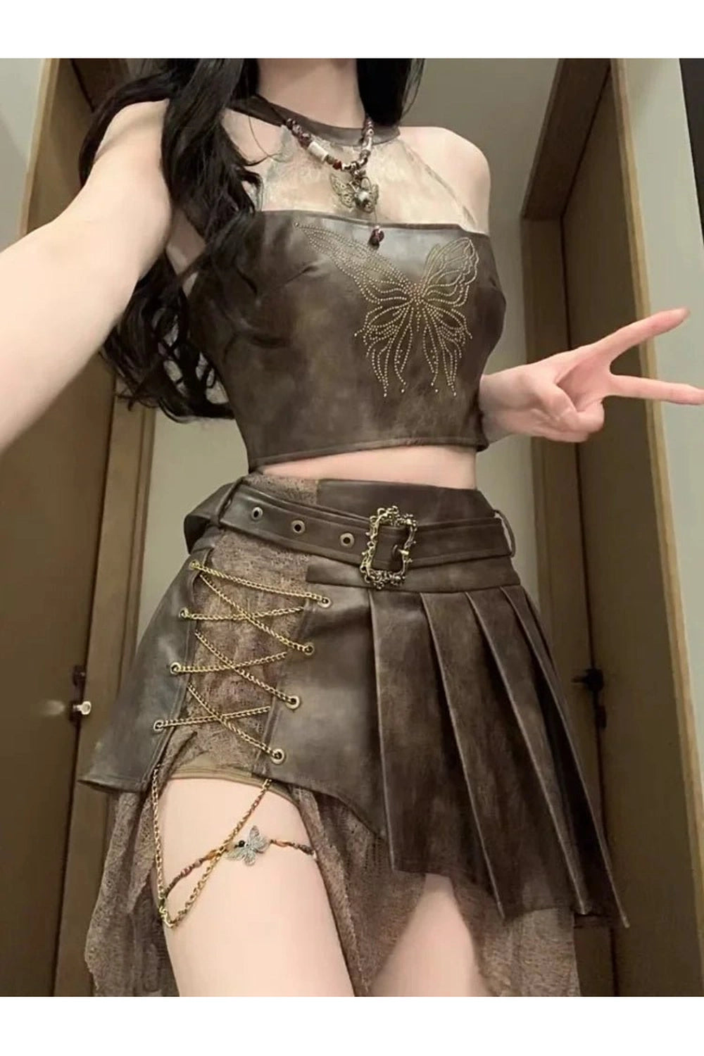 Y2k Edgy Warrior Outfit Set 2 Piece Set Shoptery