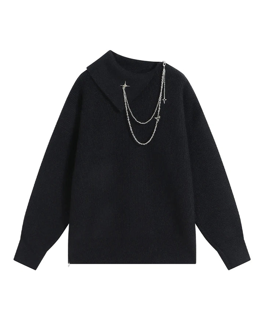 Stellar Chain Accent Sweater - 