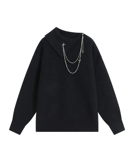 Stellar Chain Accent Sweater - 