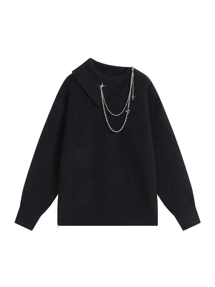 Stellar Chain Accent Sweater - 