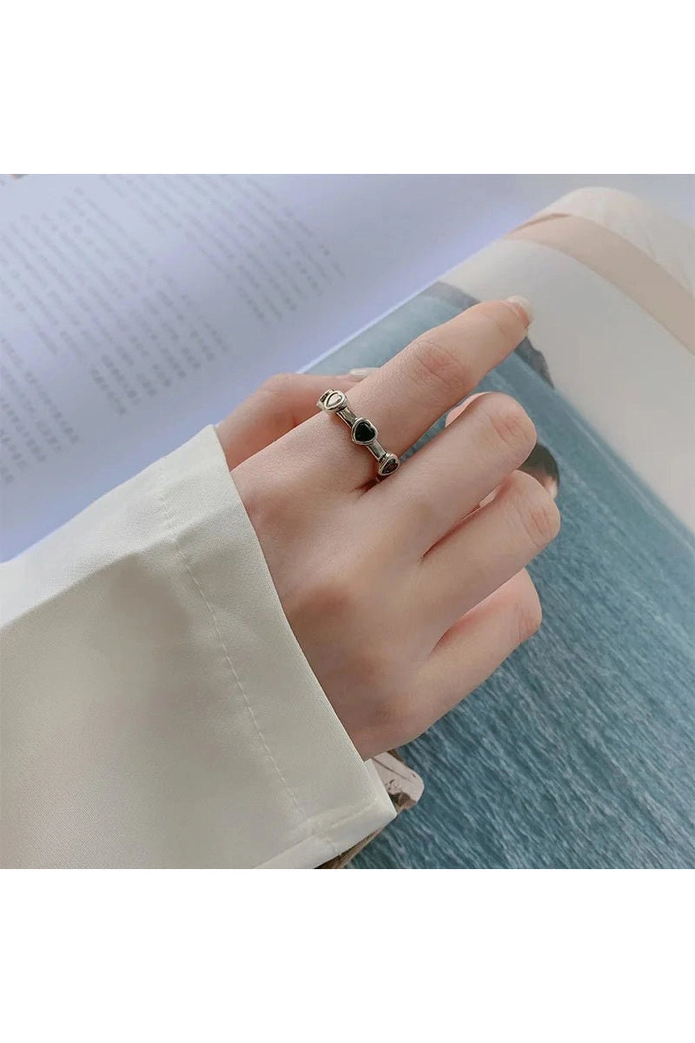 Aesthetic Sterling Silver Heart Ring Shoptery