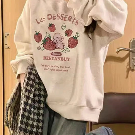 Aesthetic Strawberry Bunny Chocolate Sweatshirt Shoptery