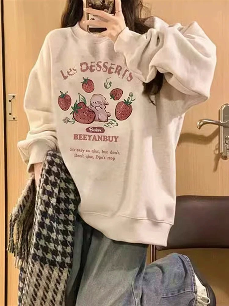 Aesthetic Strawberry Bunny Chocolate Sweatshirt Shoptery