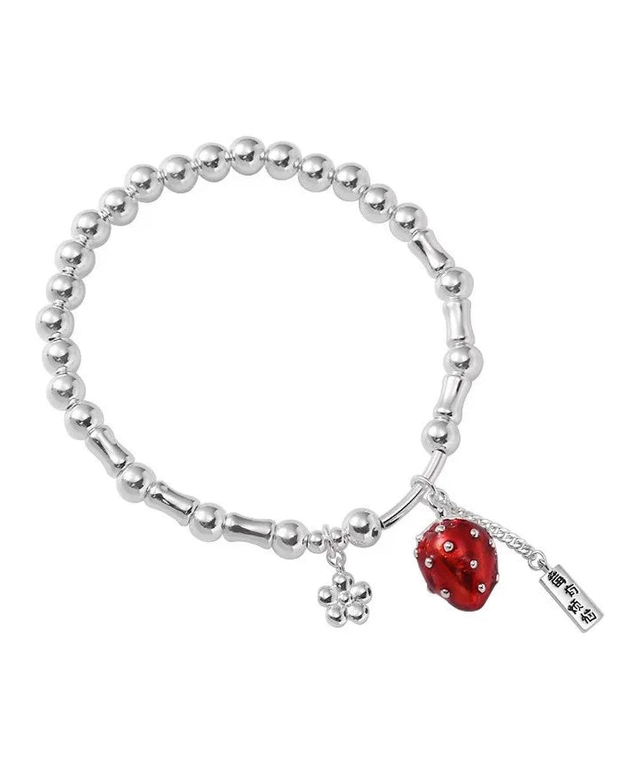 Strawberry Charm Silver Bracelet - Bracelets