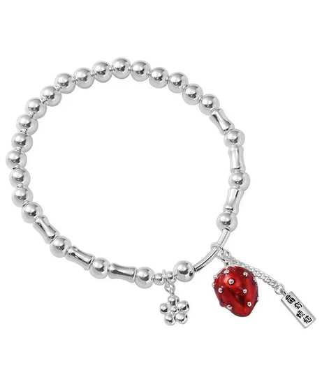 Strawberry Charm Silver Bracelet - Bracelets