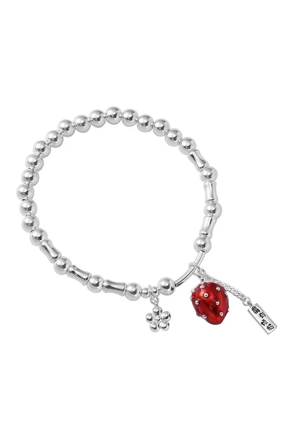 Strawberry Charm Silver Bracelet - Bracelets