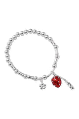 Aesthetic Strawberry Charm Silver Bracelet Shoptery