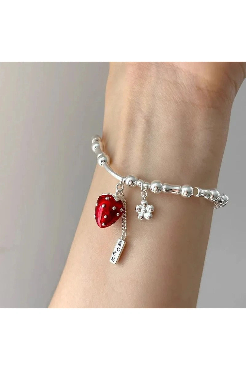 Aesthetic Strawberry Charm Silver Bracelet SL1168 Shoptery