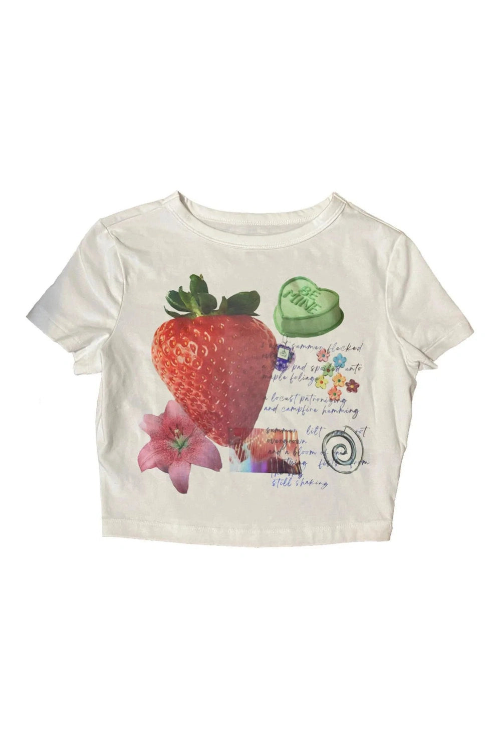 Aesthetic Strawberry Dreams Collage Top White Shoptery