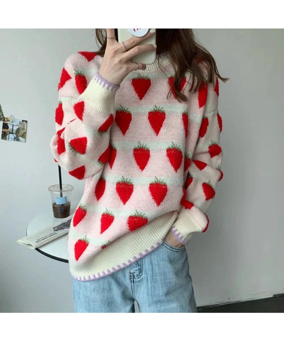 Strawberry Fields Knit Sweater - Sweaters