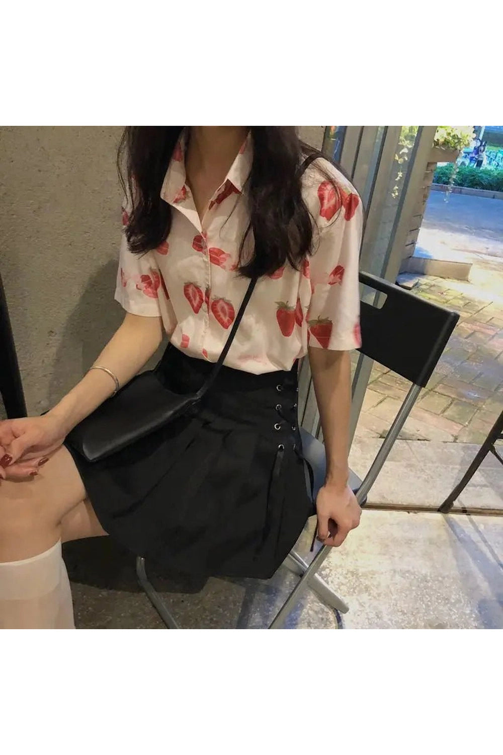 Aesthetic Strawberry Print Casual Shirt Shoptery