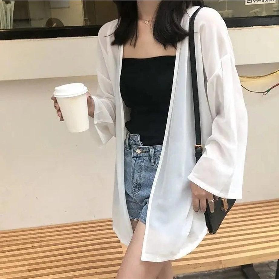 Aesthetic Strawberry Print Casual Shirt pure white Shoptery