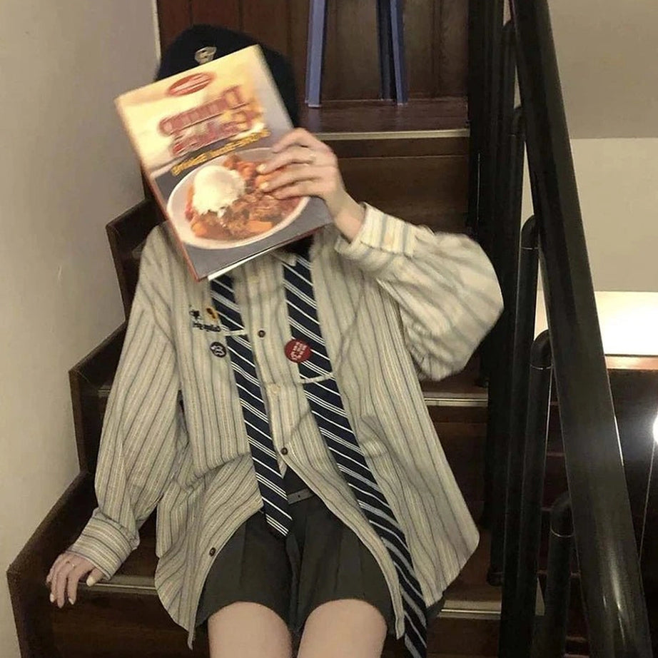 Acubi Striped Button-Up Shirt Shoptery