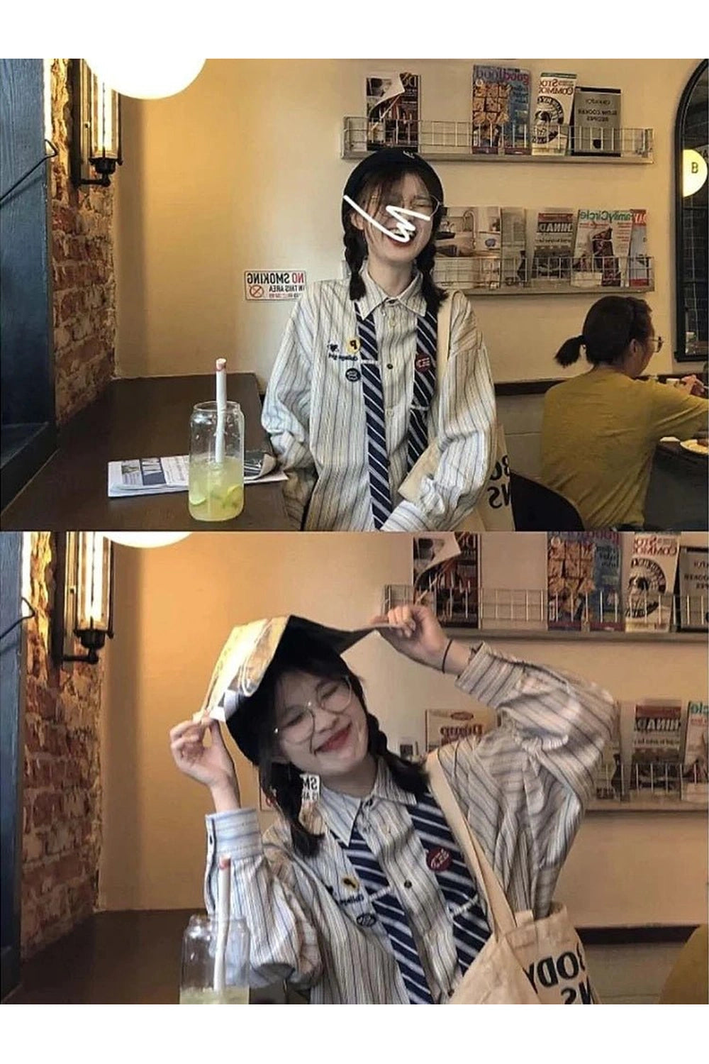 Acubi Striped Button-Up Shirt Shoptery