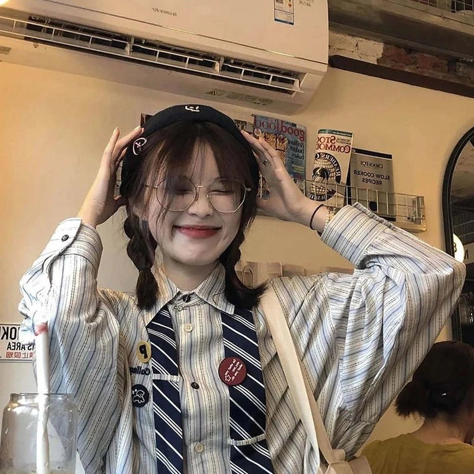 Acubi Striped Button-Up Shirt Shoptery