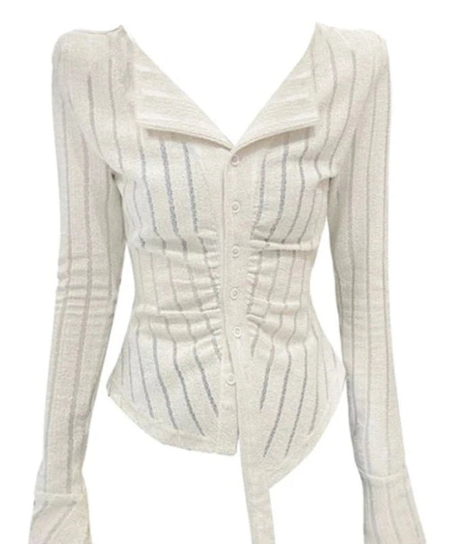 Striped Bodycon Cardigan Top -