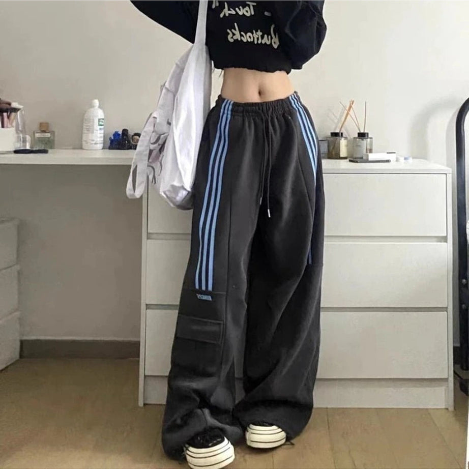 Striped Cargo Spring Pants Dark Grey CHINA Shoptery