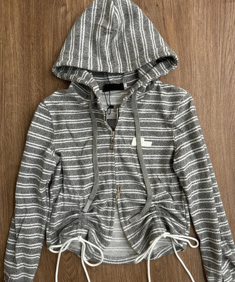 Striped Cozy Zip - Up Hoodie - Hoodies