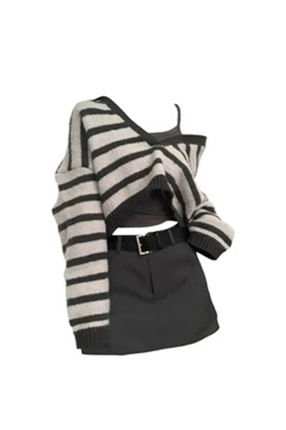 Striped Crop Top Set - Outfit Sets