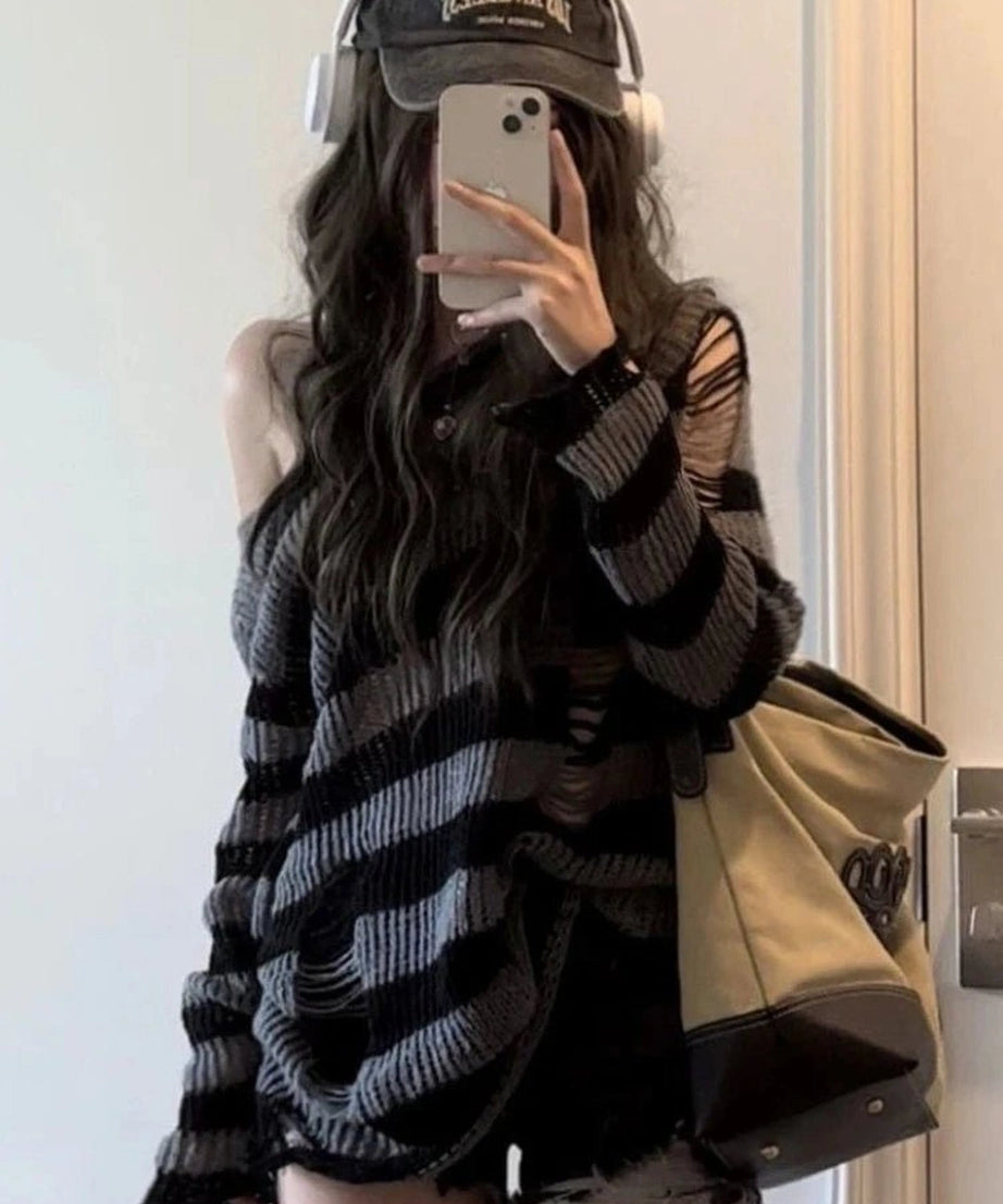 Striped Gothic Sweater - Sweaters