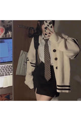 Aesthetic Striped Loose Cardigan Shoptery