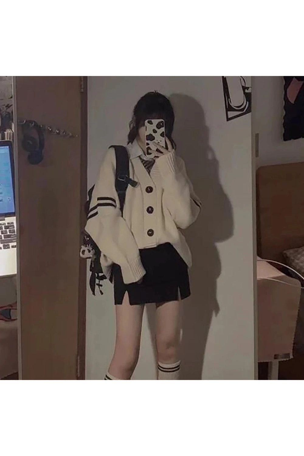 Aesthetic Striped Loose Cardigan Shoptery