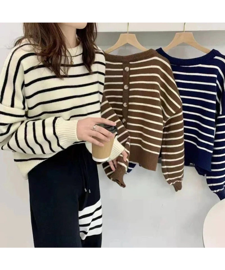 Striped Turtleneck Sweater -