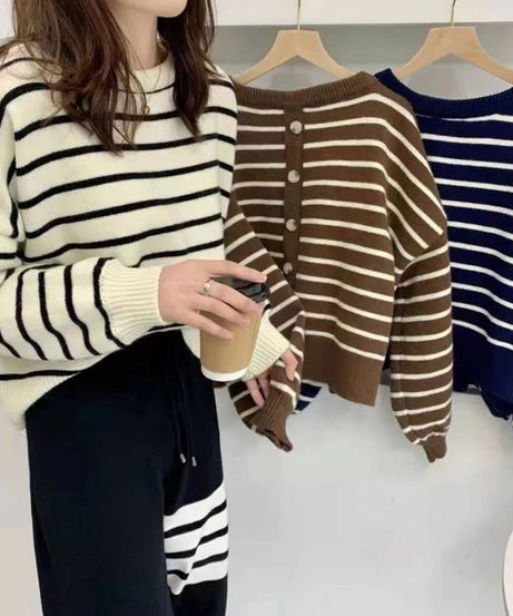 Striped Turtleneck Sweater -