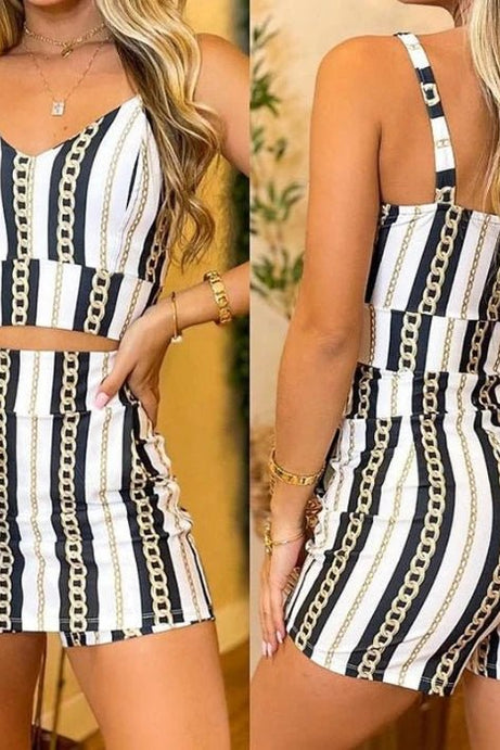 Summer Fashion New Women's Clothing Chain Print Set - 