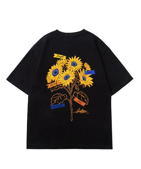 Sunflower Print T - Shirt - T - Shirts