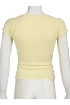 Coquette Sunny Lace-Trimmed Ruched Top Shoptery
