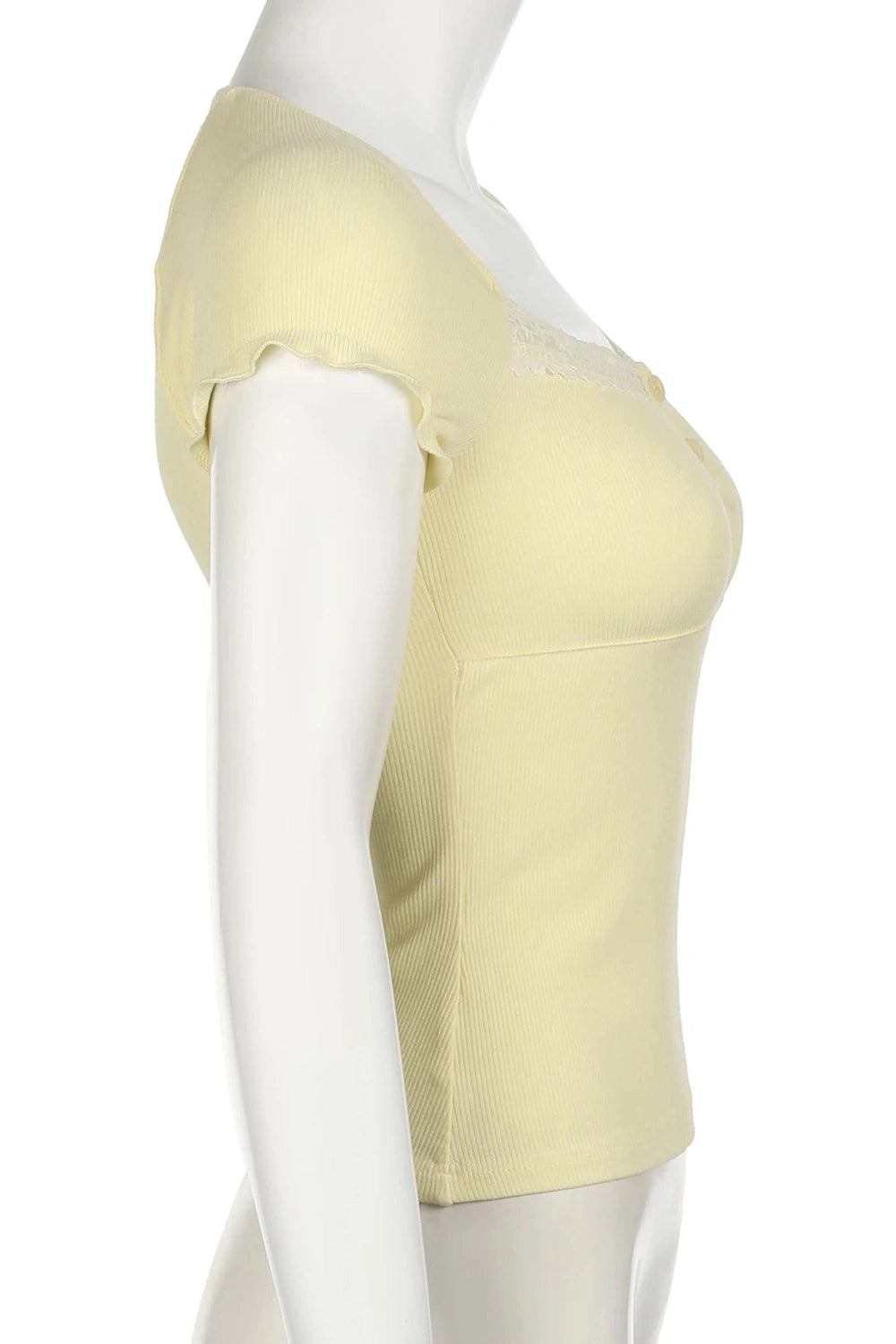 Coquette Sunny Lace-Trimmed Ruched Top Shoptery