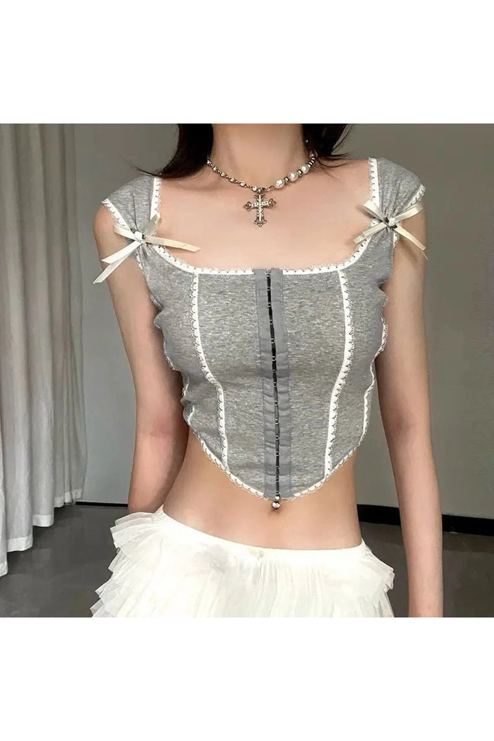 Sweet Bowknot Corset Crop Top - Crop Tops