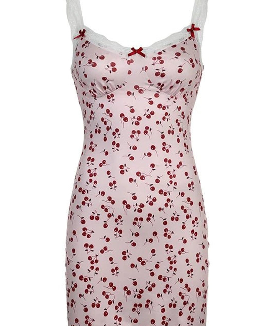 Sweet Cherry Print Mini Dress -