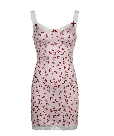 Sweet Cherry Print Mini Dress -