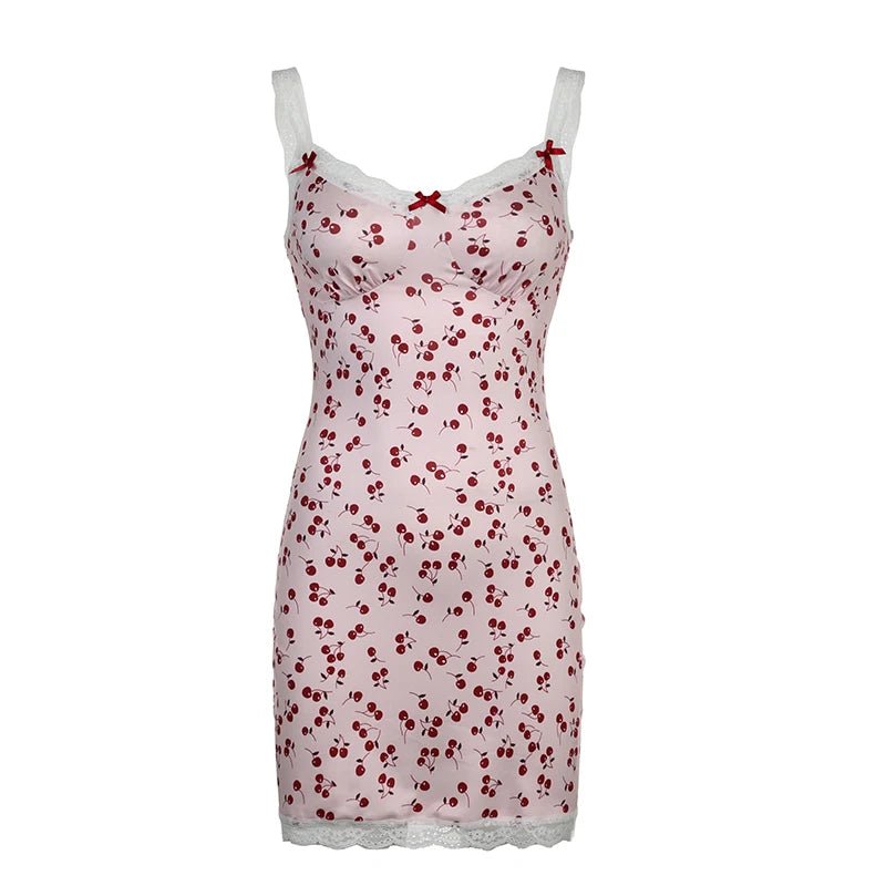 Sweet Cherry Print Mini Dress -