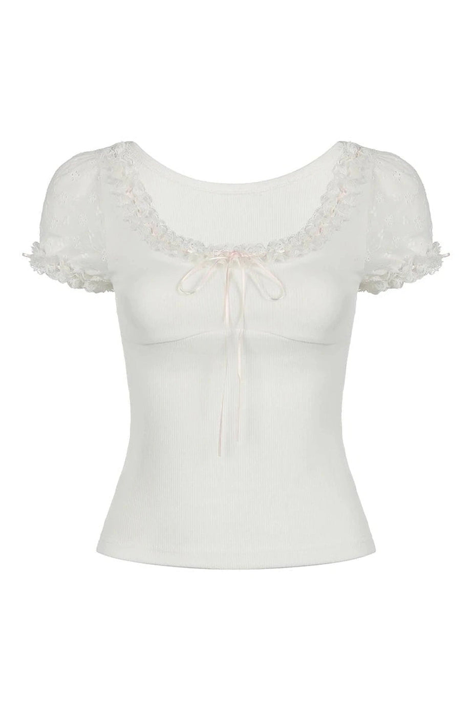 Sweet Lace Bow Top - Crop Tops