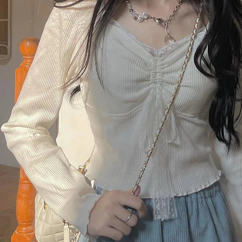 Coquette Sweet Lace Square Top White Shoptery