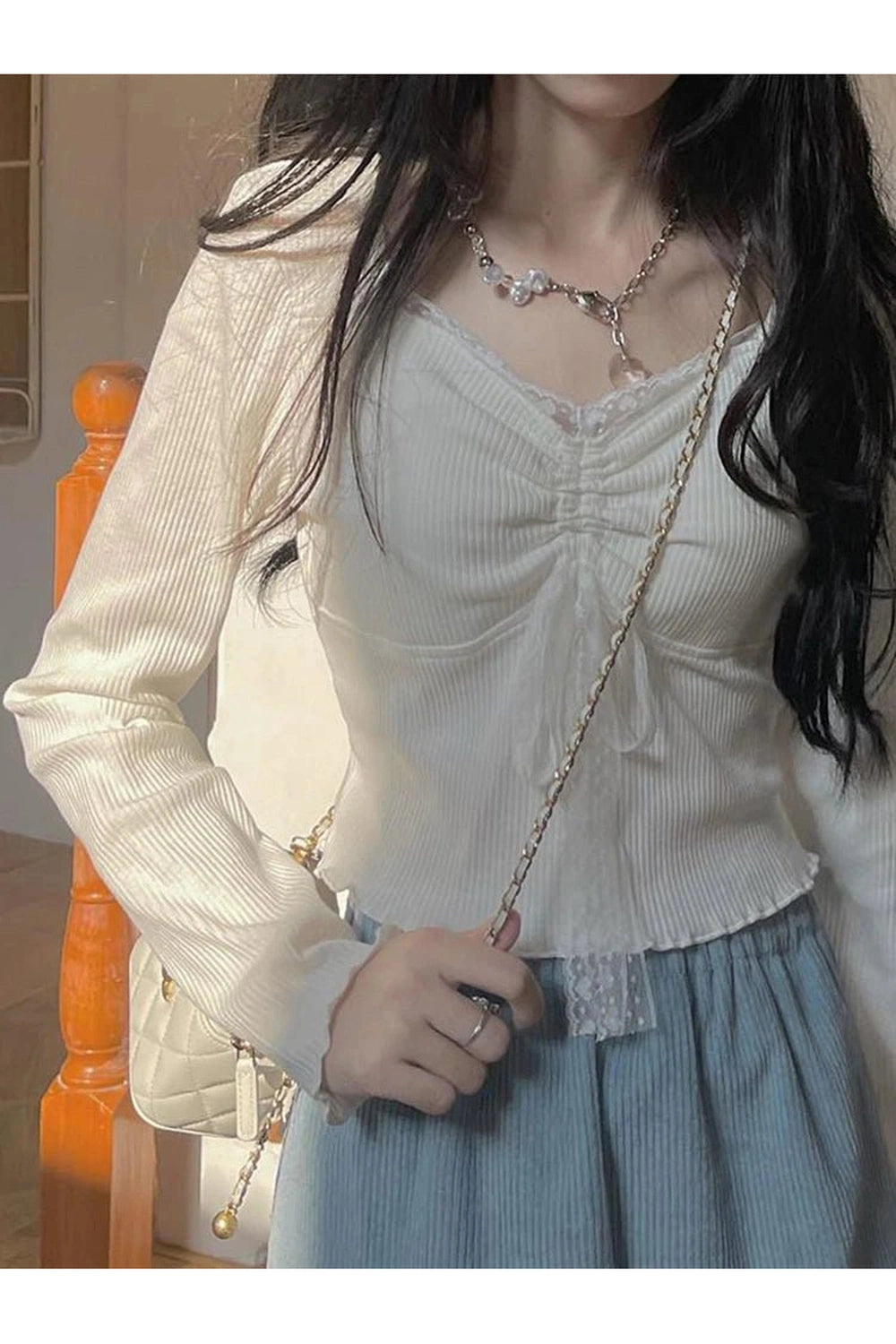 Coquette Sweet Lace Square Top White Shoptery